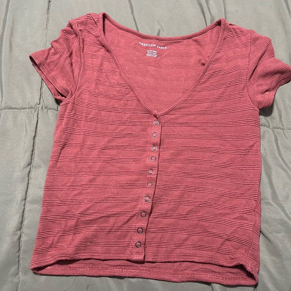 American Eagle Button Down Crop Tee - image 1